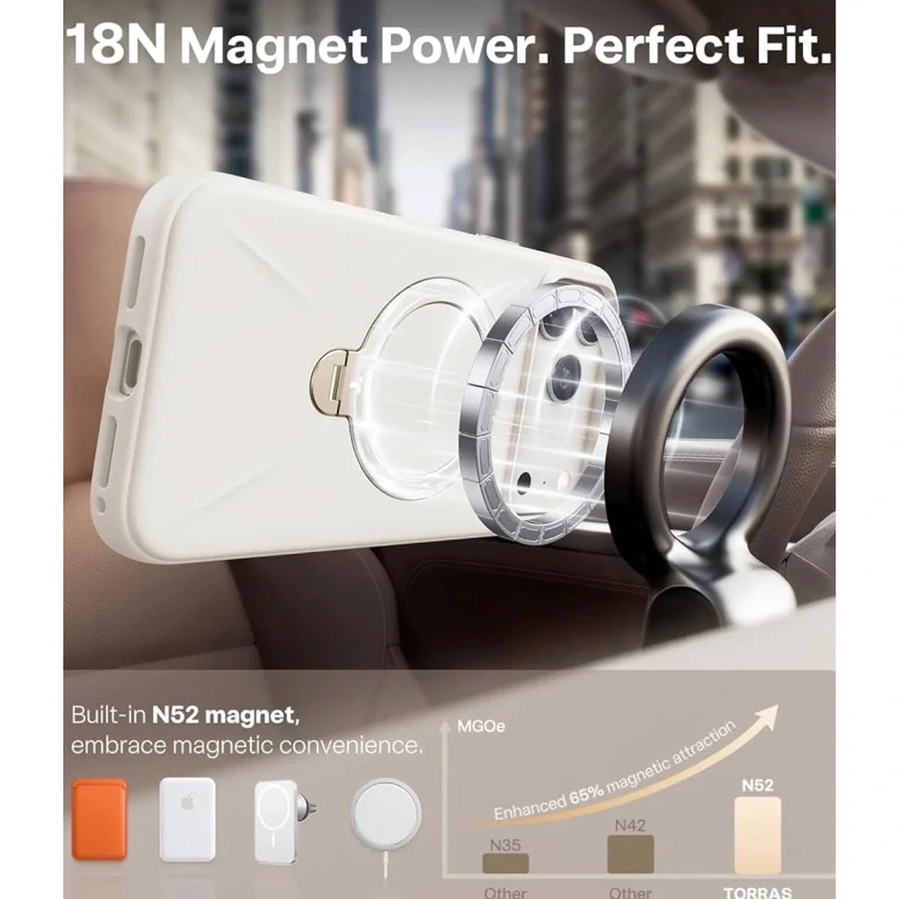NWT TORRAS Ostand‎ Q3 iPhone 17 Pro Max Case MagSafe 360 Spin Kickstand Beige